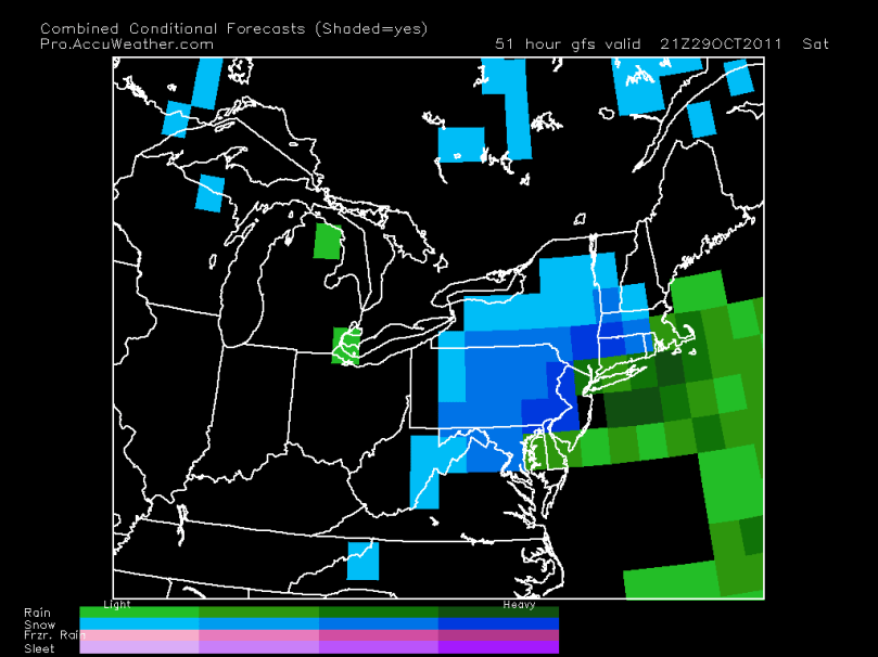 GFS model 5 PM Saturday