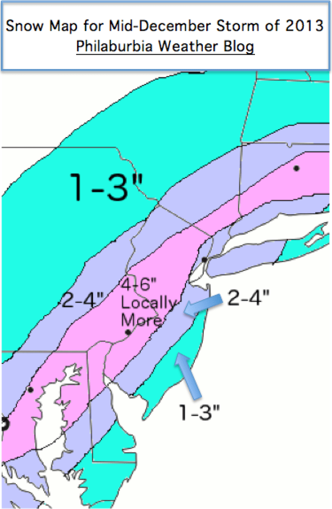 Snow Map for Mid-December Storm of 2013