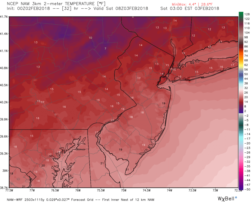 Temperatures Early Saturday Morning