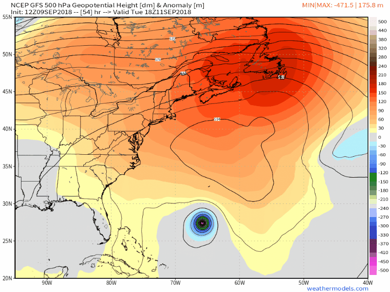 GFS Pressure Lev East Coast USA 500 hPa Height Anom.gif