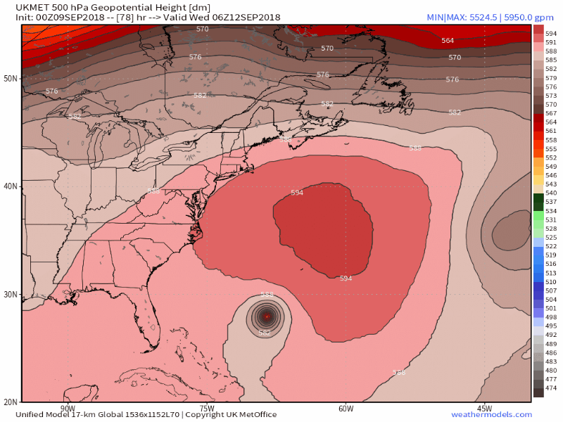 UKMET 17 km East Coast USA 500 hPa Height.gif